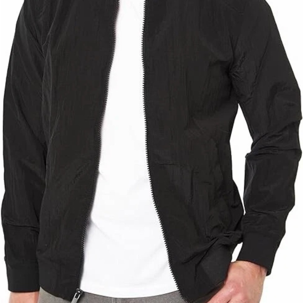SLATE & STONE RIPSTOP NYLON BLACK BOMBER JACKET SIZE S Lightweight Zipper Jacket